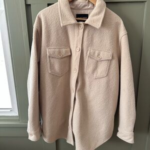 Hilary Radley Beige Sherpa Shirt Jacket